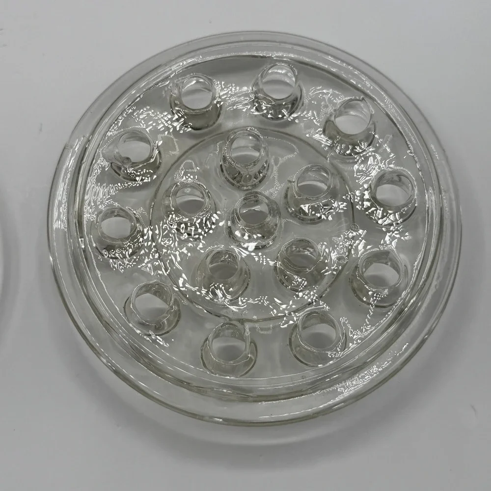 Vintage Flower Frog 4.5in Clear Glass 15 Floral Arranger Set of 2